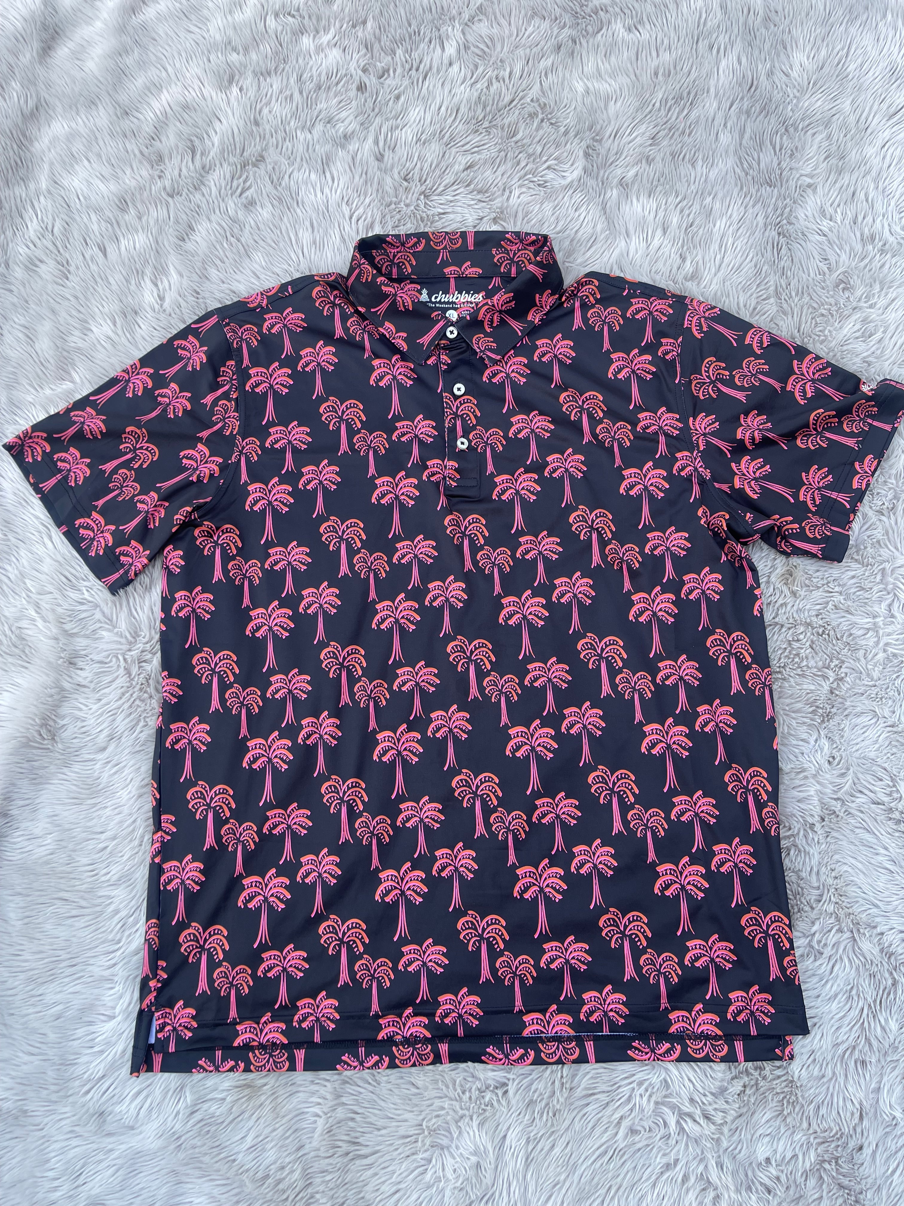 Chubbies Men's XL The Tropical Night Performance Polo Shirt