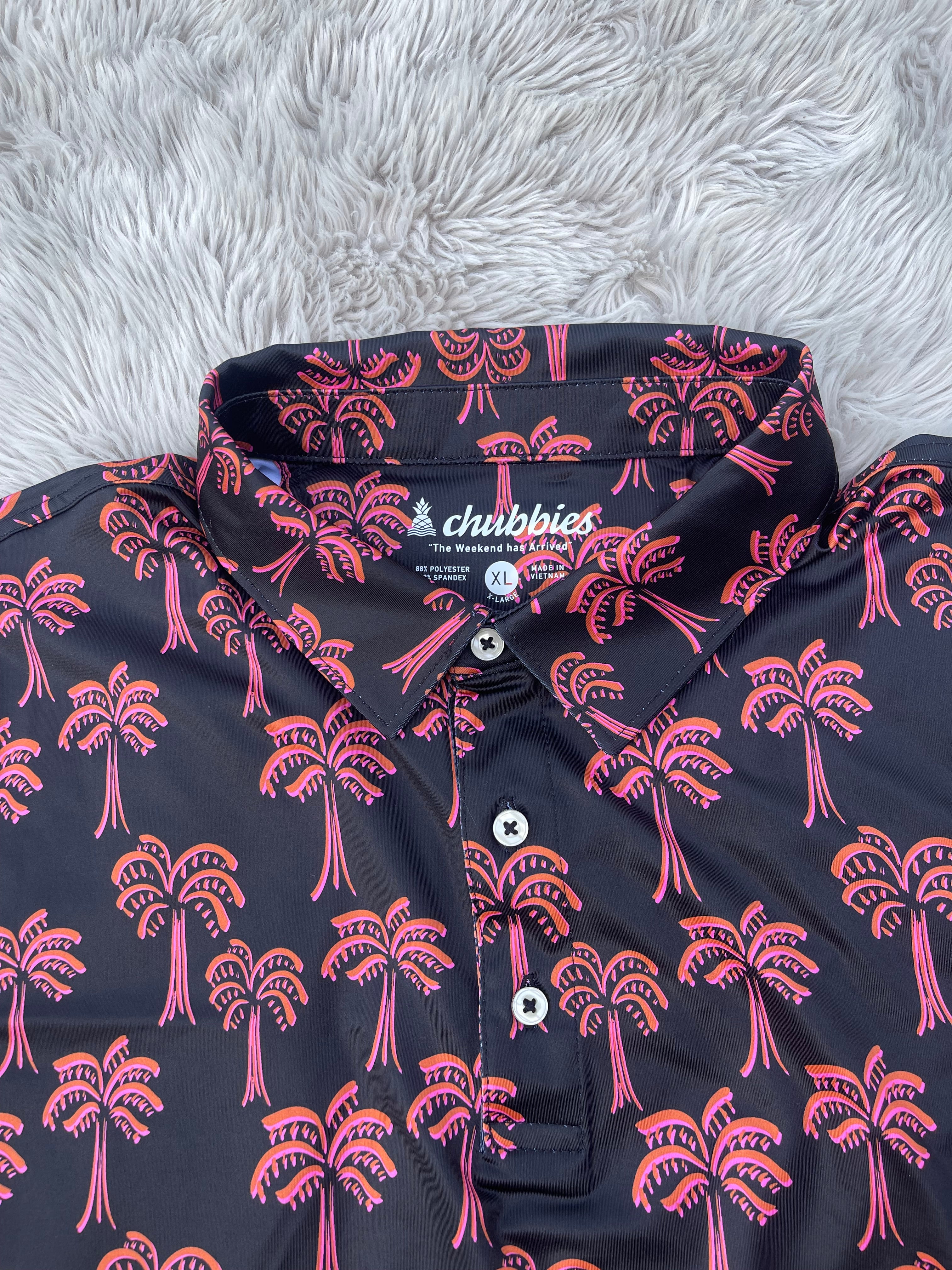 Chubbies Men's XL The Tropical Night Performance Polo Shirt