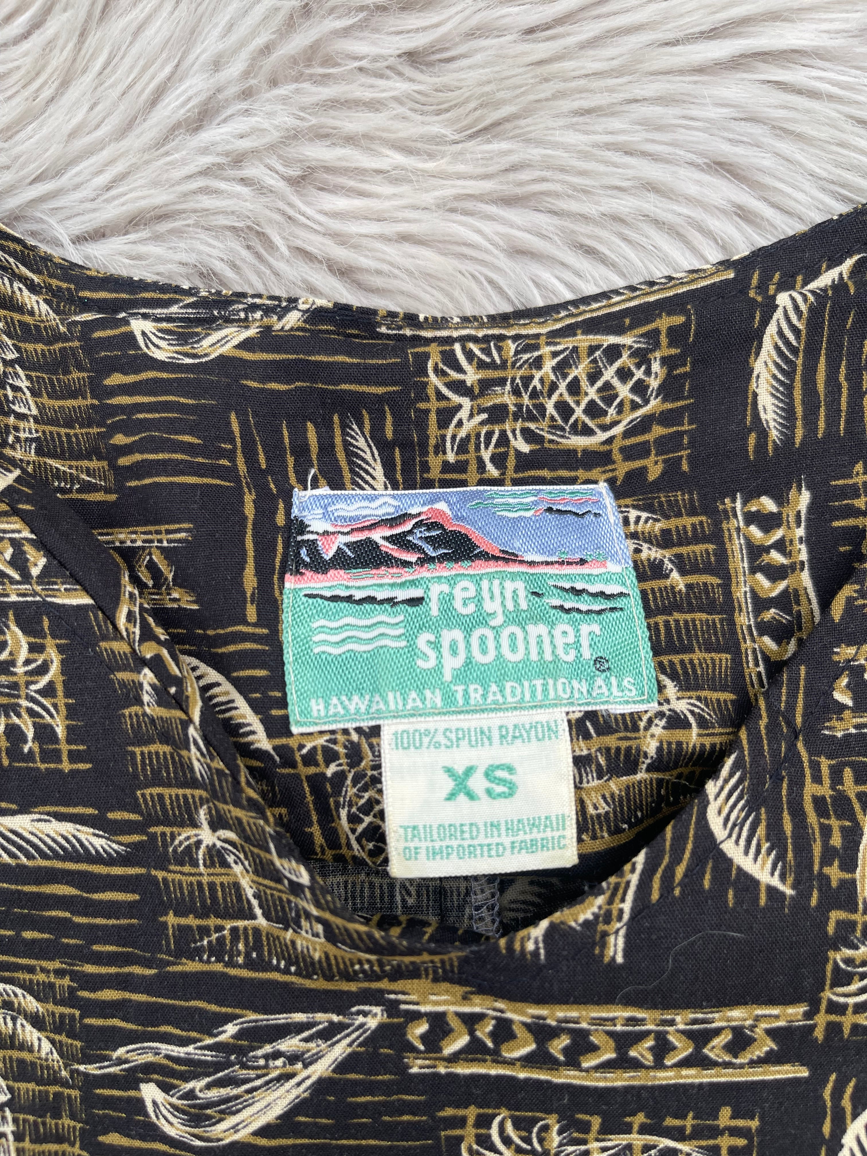 Reyn Spooner Black Hawaiian Women’s Dress Xs Floral Excellent Condition