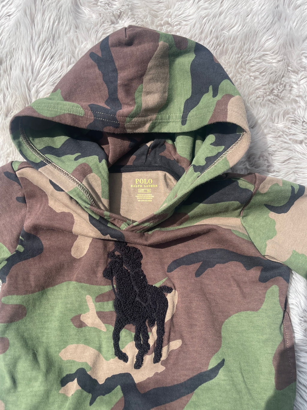 Polo Ralph Lauren Boys 2/2t Camo Big Pony Ponte Hoodie